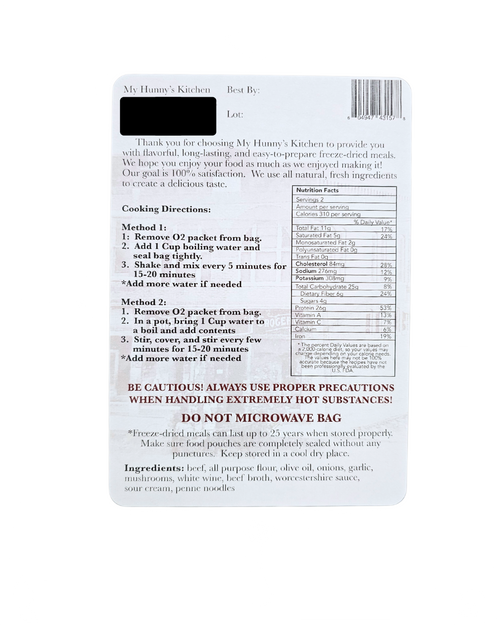Beef Stroganoff - Freeze Dried Meal