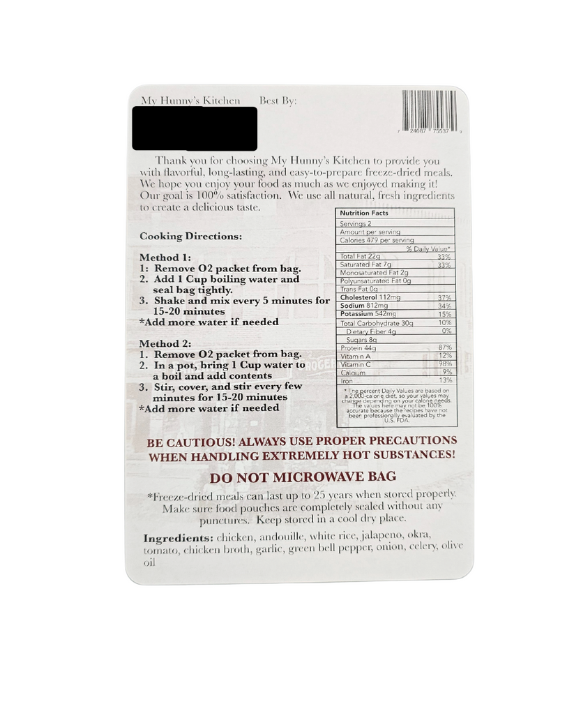 Chicken & Sausage Jambalaya - Freeze Dried Meal
