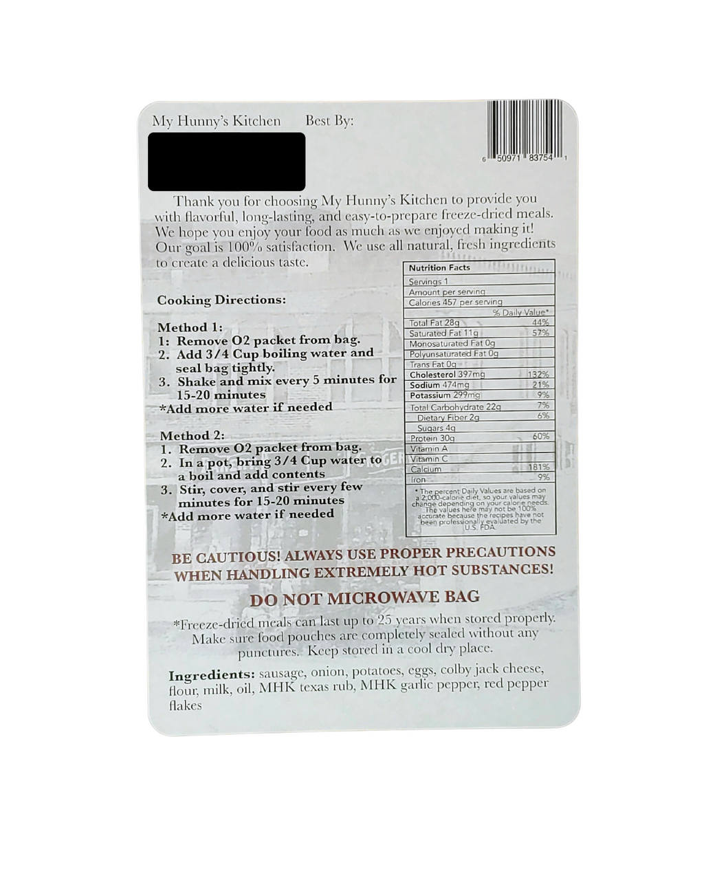 Country Breakfast Scramble - Freeze Dried Meal