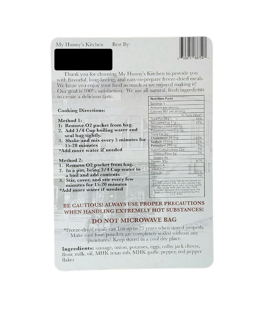 Country Breakfast Scramble - Freeze Dried Meal
