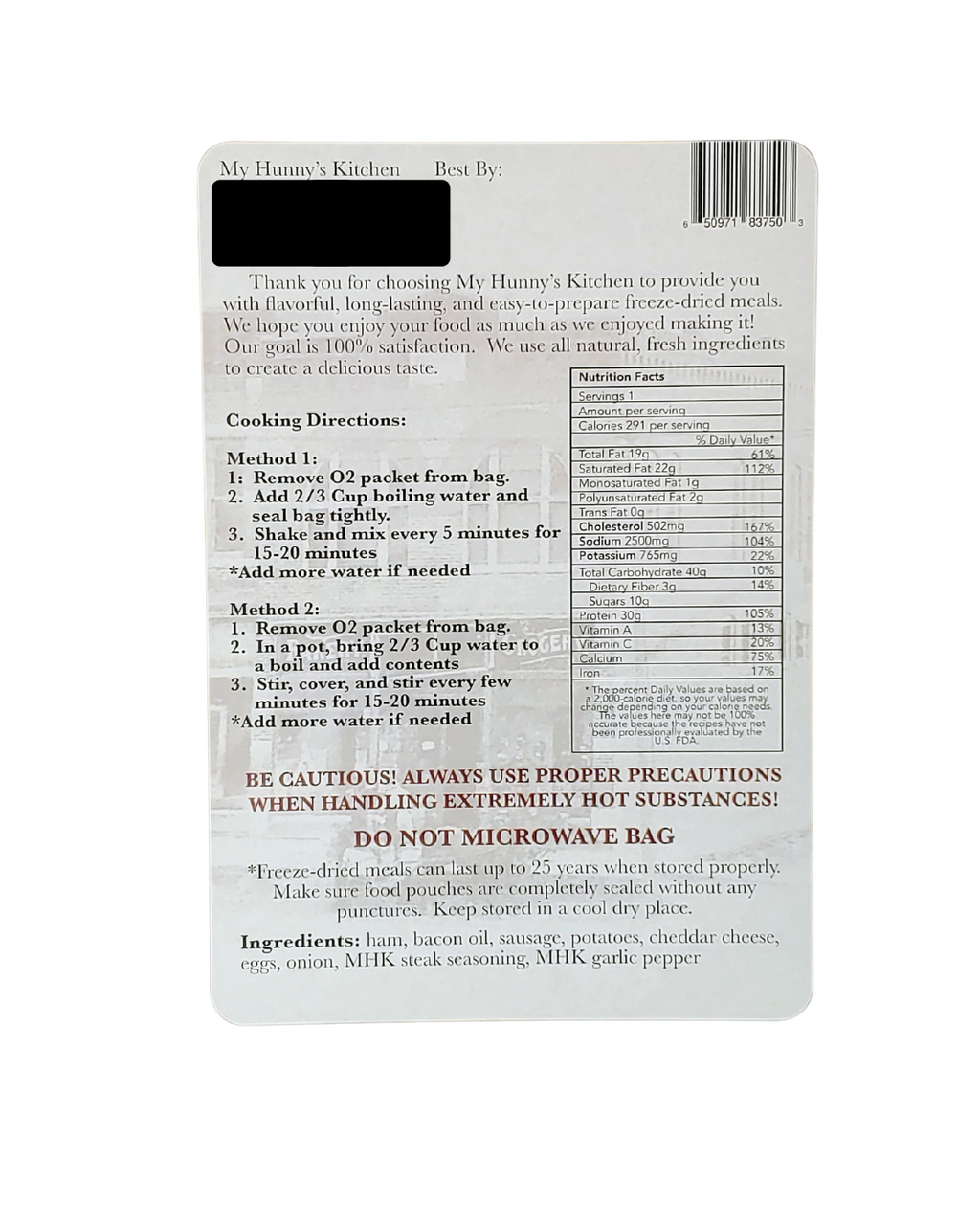 Meat-Lovers Breakfast Scramble - Freeze Dried Meal