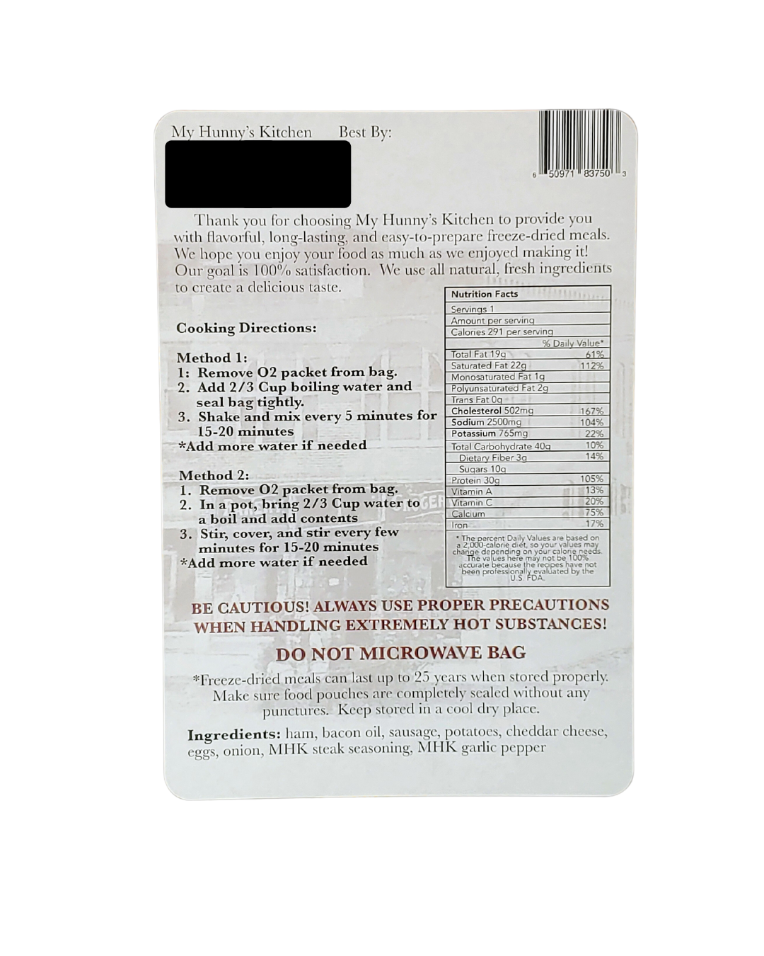 Meat-Lovers Breakfast Scramble - Freeze Dried Meal