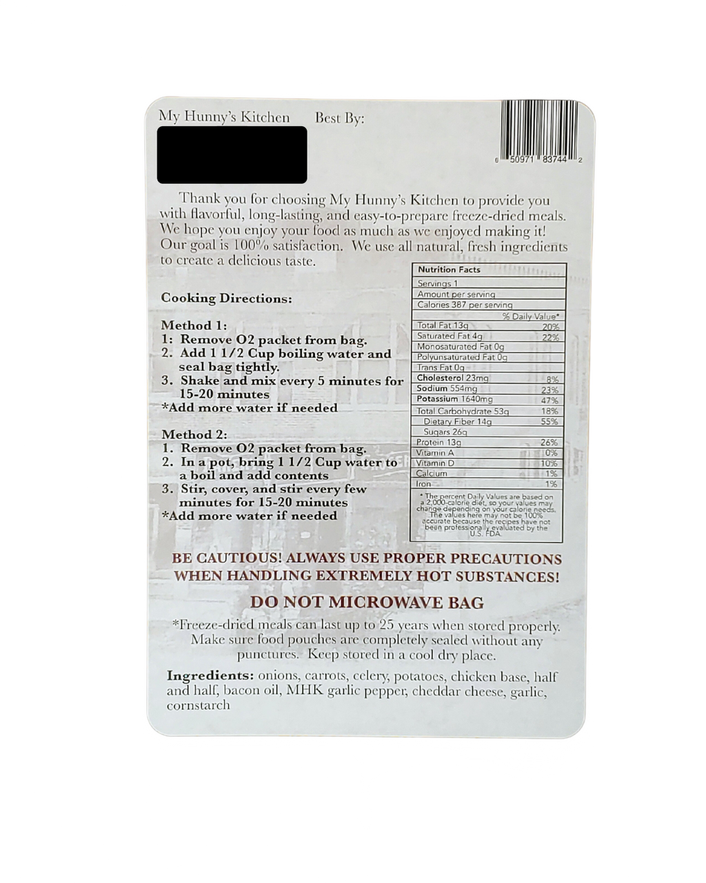 Potato Soup - Freeze Dried Meal