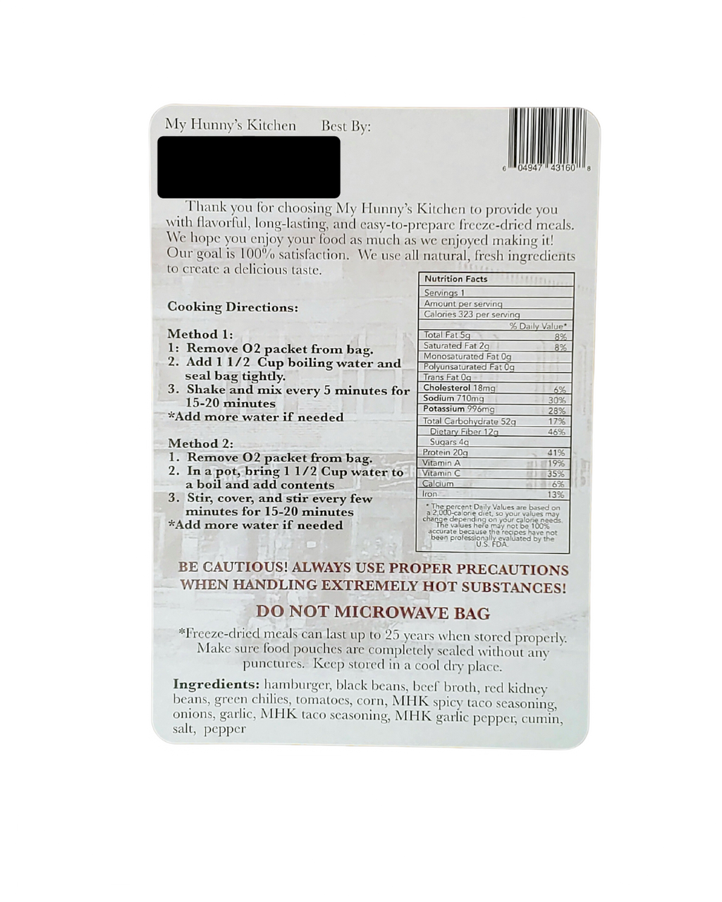 Taco Soup - Freeze Dried Meal